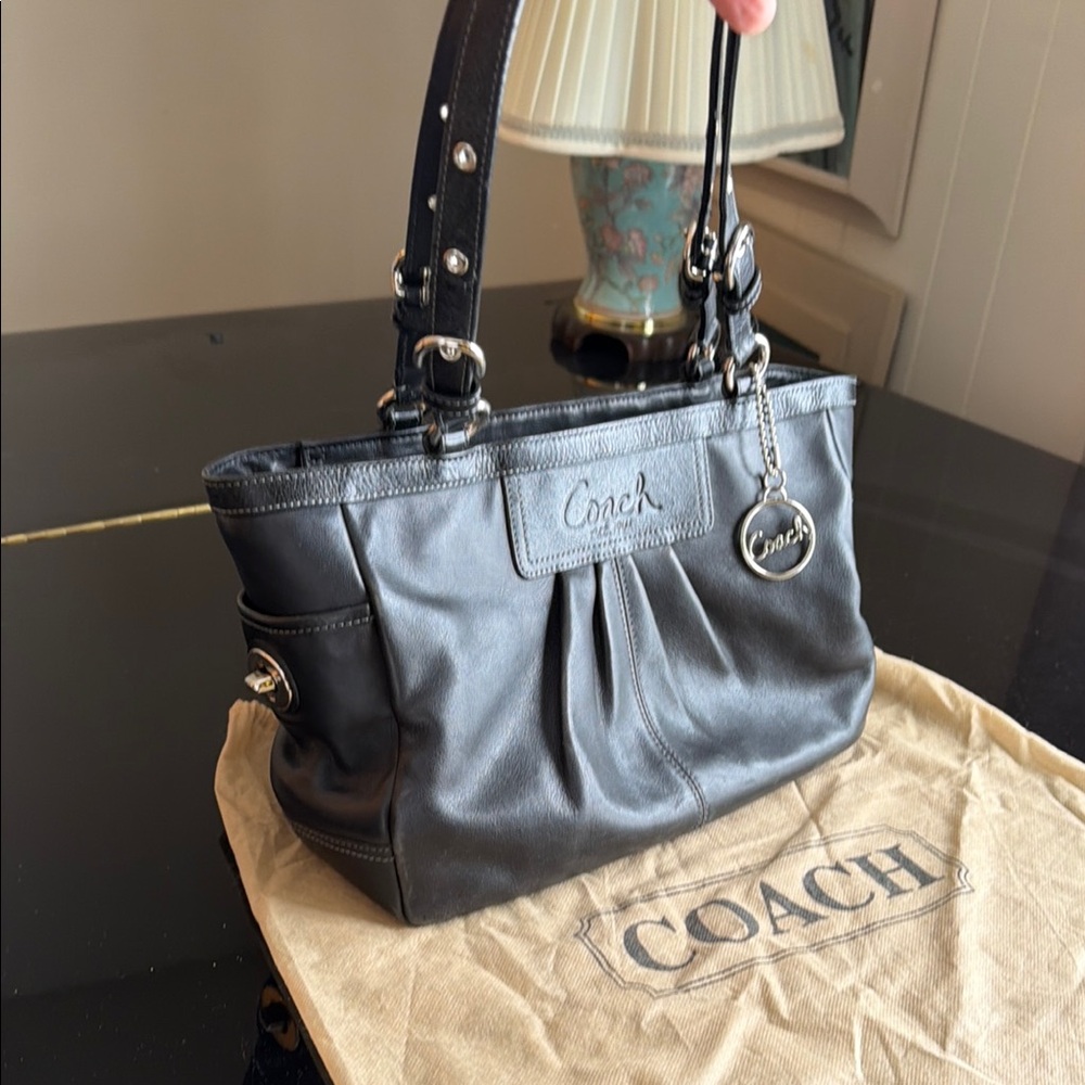 Coach Black Leather Logo Purse